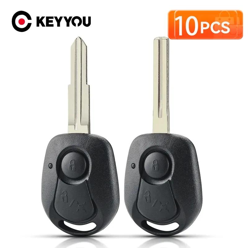 KEYYOU 10X 20X For Ssangyong 2 Buttons Car Key Shell Replacement Fob Cover Case For Ssangyong Actyon Kyron Rexton Uncut Blade
