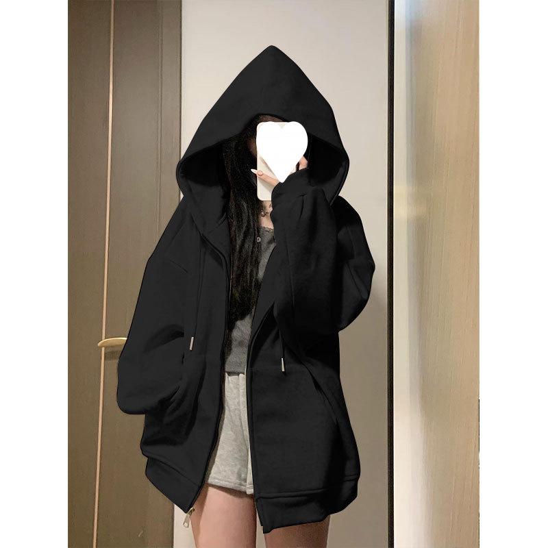 Women s Oversized American Retro Hoodie Jacket - Autumn/Spring Cardigan 2XL