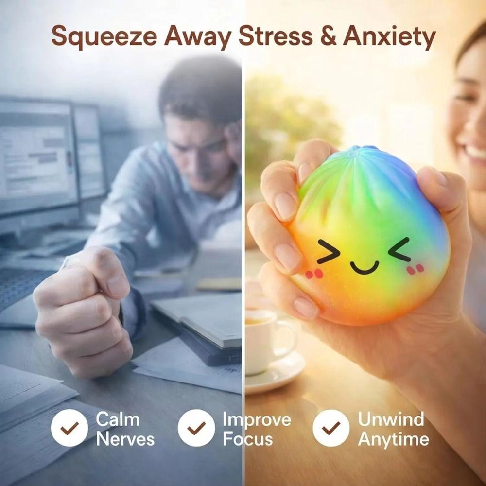 Slow Rising Dumpling Squishy Toys Rainbow Color Sensory Fidget Ball Squishy Dumpling Anxiety ADHD