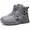 Fashion Retro Camouflage Design Thick Soled Casual Short Boots for Men Autumn 2025 New High Top Comfortable Non Slip Fashion Ankle Boots