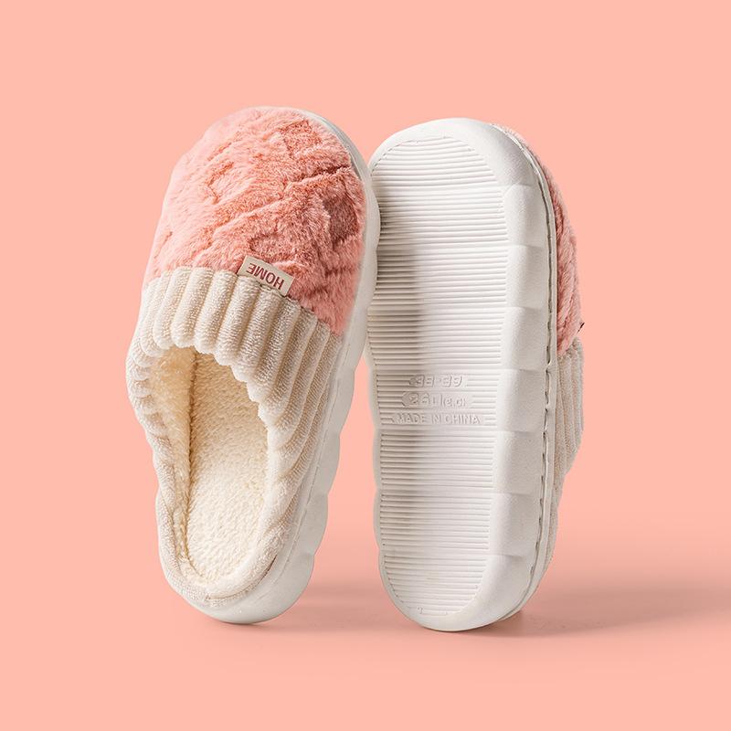 Cotton slippers winter new non-slip thick-soled fluffy slippers thermal shoes indoor home slippers