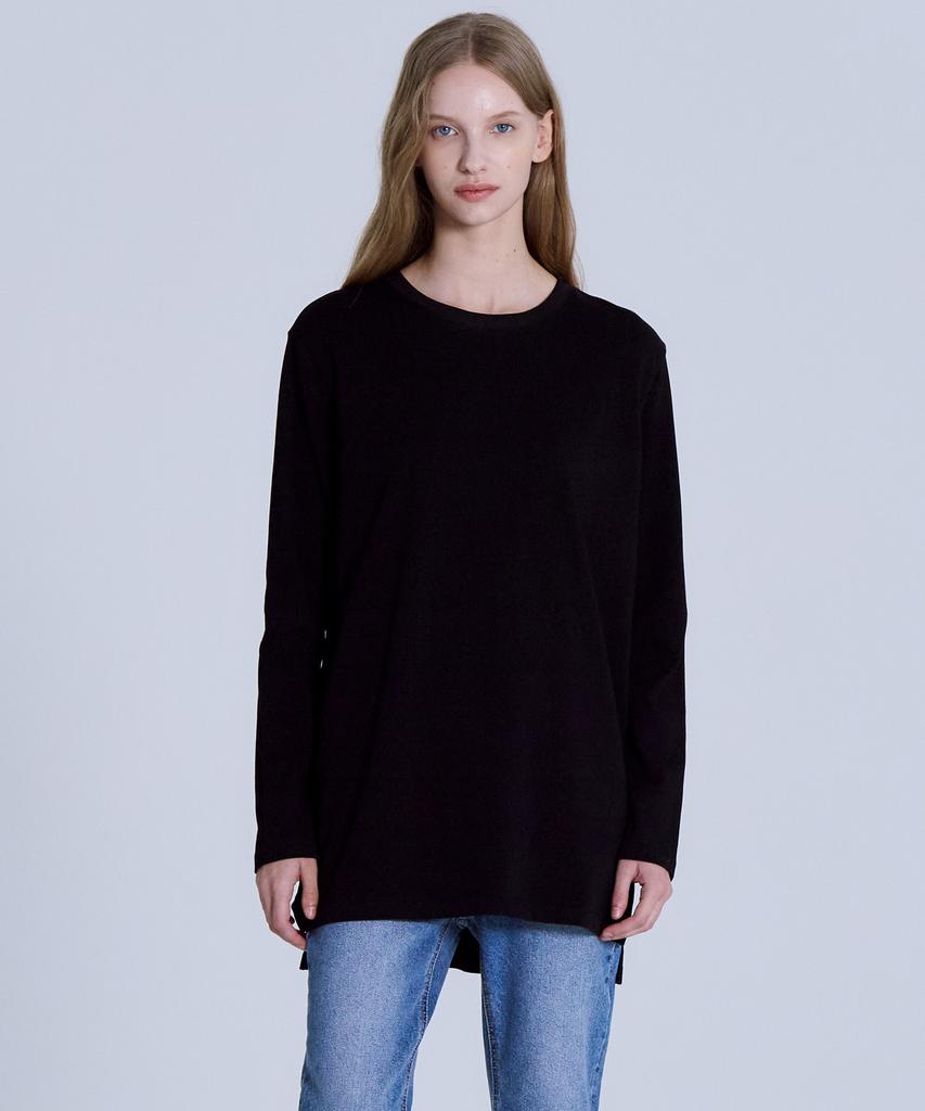 BASIC HOUSE Women'S Cotton Single Layered Long Sleeve T-Shirt Black Lats0217
