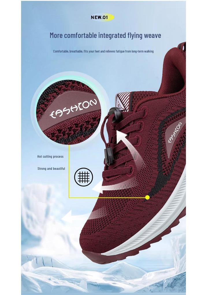 Comfortable Non-Slip Elderly Shoes: Lightweight Mesh Casual Sneakers with Soft Sole, Ideal for Spring and Autumn Walking.