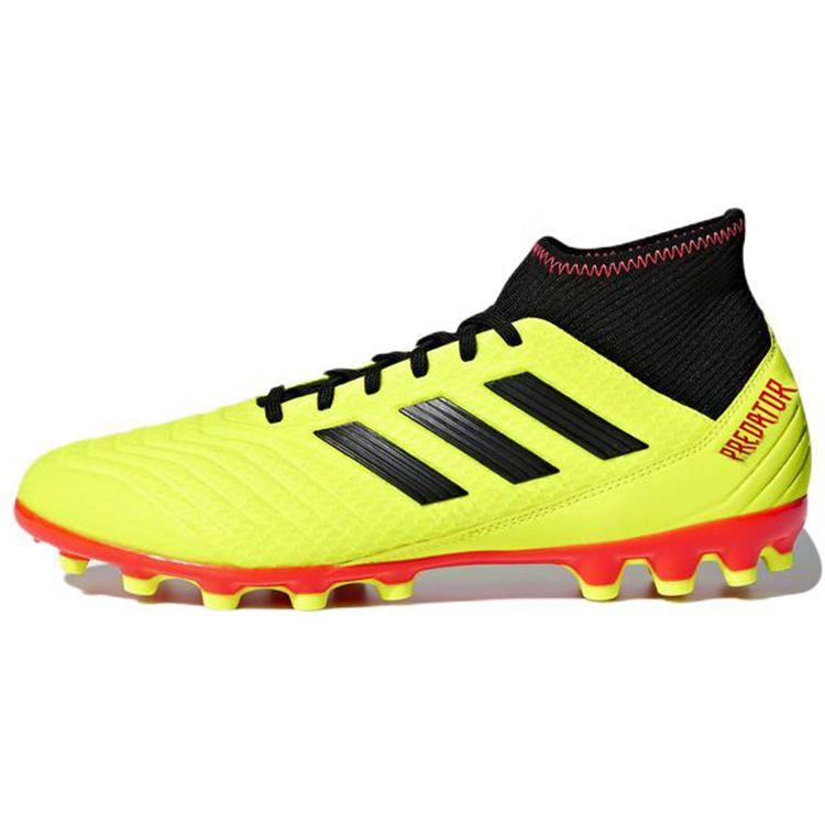Adidas Predator 18.3 Round Toe Lace-Up AG (Rubber Short Studs) Slip-Resistant Durable Soccer Shoes Men Soccer Shoes Black Yellow BB7748