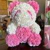 Fiore di schiuma da 40 cm PE Orso di rosa che tiene l'orso del cuore Qixi Regalo di compleanno di San Valentino