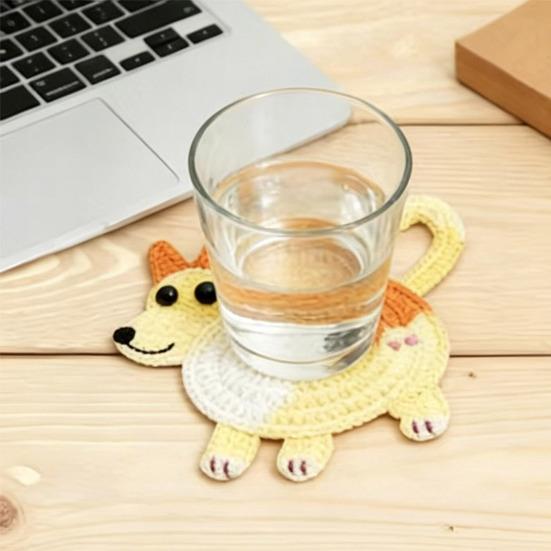 6PCS Wooden Coaster, Cute Puppy Shape, Thermal Insulation Non-Slip Design, Durable Easy To Clean Coasters for Home Office Decor