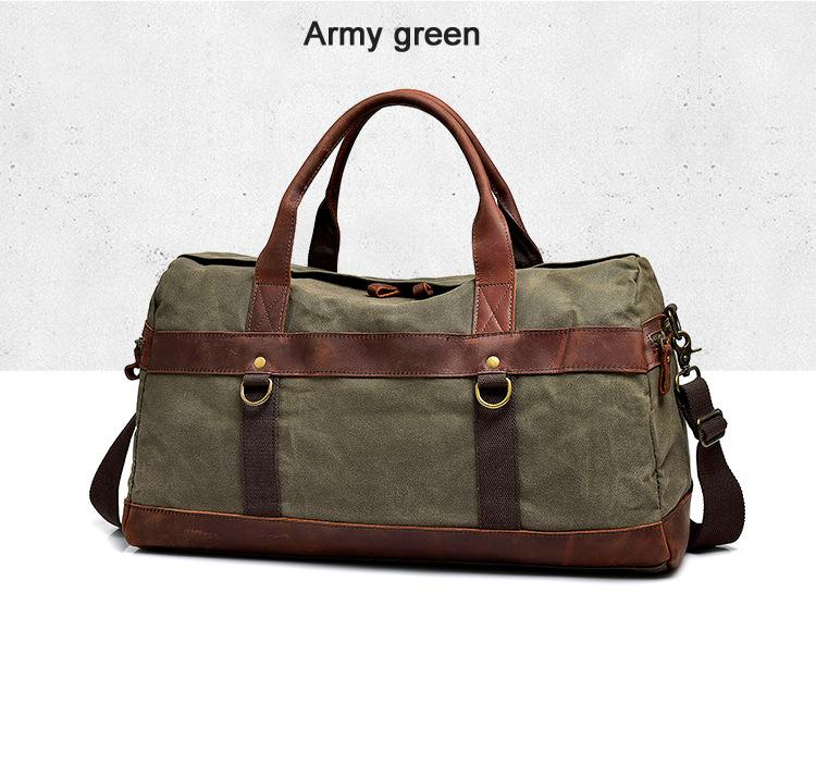 WaterProof Waxed Canvas Leather Men Travel