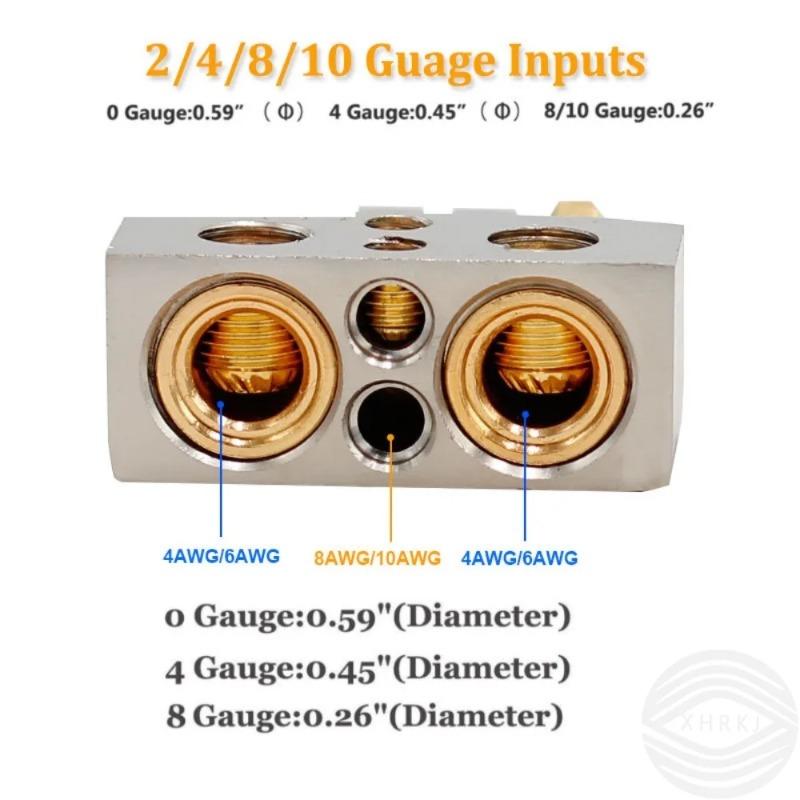 2Pcs 0/2/4/8/10 Gauge for Car Marine Auto Battery Terminal Connectors Positive & Negative with Adjustable Shims