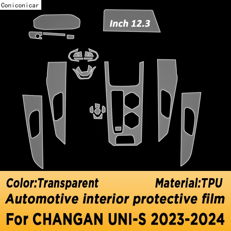 Pro CHANGAN UNI-S 2024 unis Vnitřek vozu Středová konzole Průhledná TPU Ochranná fólie Proti poškrábání Příslušenství