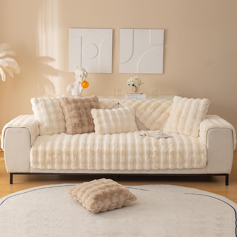 Verdicken Plüsch Kaninchen Sofa Kissen Abdeckung Gepolsterte Nicht-Slip Sofa Matte Winter Warme Sofa Handtuch Couch Abdeckung Für Wohnzimmer wohnkultur