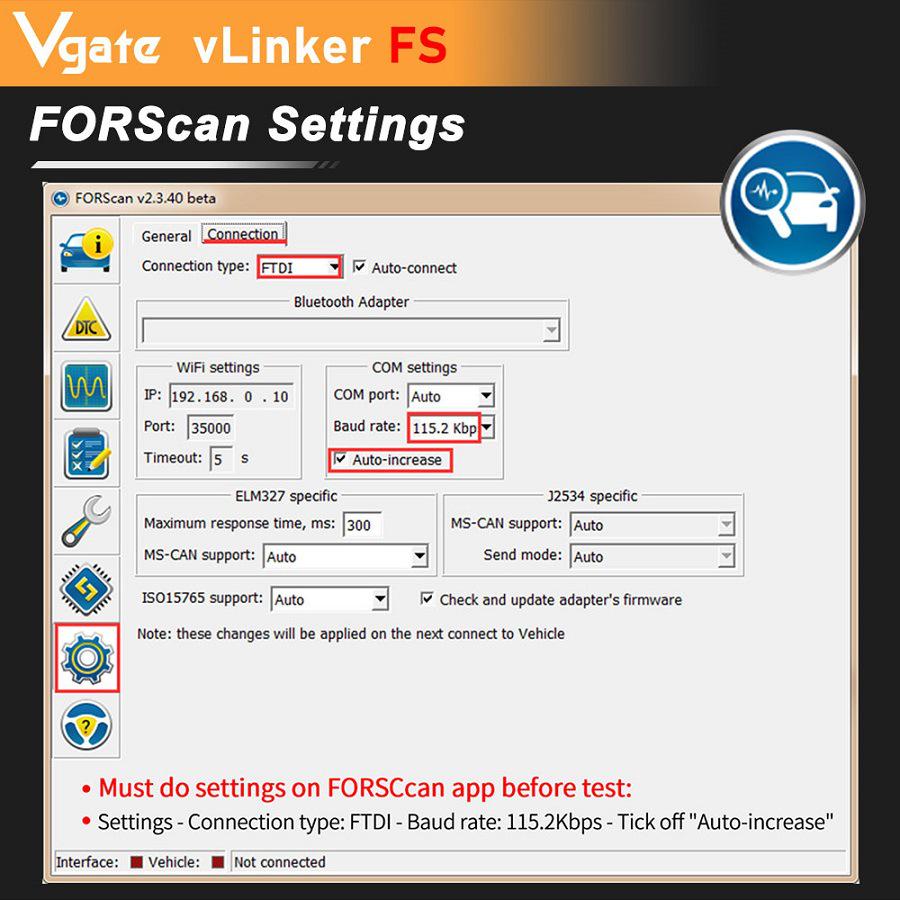 Vgate vLinker FS ELM327 Diagnostic Tool for Ford/Mazda FORScan HS/MS-CAN