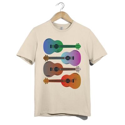 Buntes Gitarren-T-Shirt – Retro-Verlaufsgrafik-Tee für Musikliebhaber Unisex