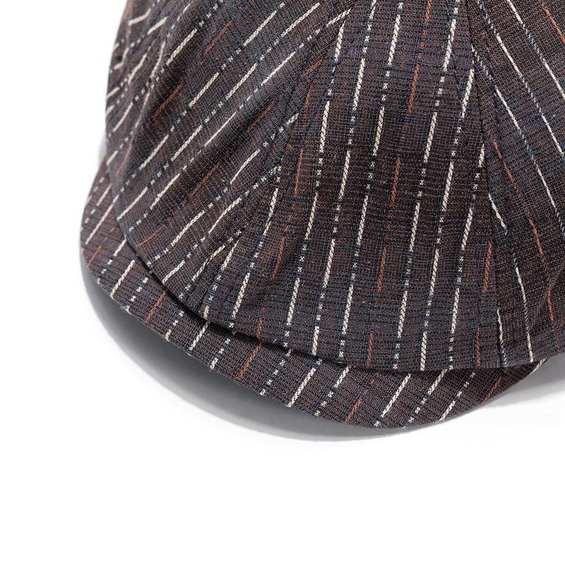 Striped Octagonal Cap Men's British Vintage Painter's Cap Newsboy Cap Women's Cap