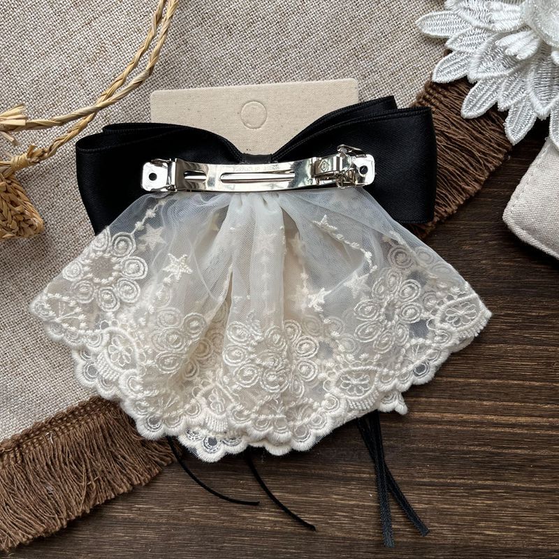 Sweet Bow Hair Clips for Girls White Floral Lace Decorative Barrette New Product Hair Accessories