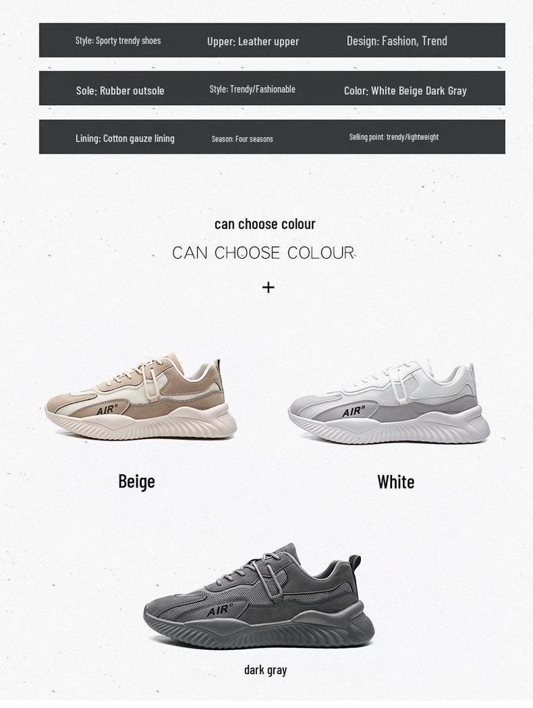 2024 Korean-Style Breathable Mesh Men's Running Shoes – Versatile White Forest Gump-Inspired Autumn Sneakers