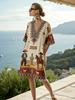 European, American Bohemian Large Size Women's Clothing Casual Loose 3D Printed Dress Robe Bamboo Hemp Others