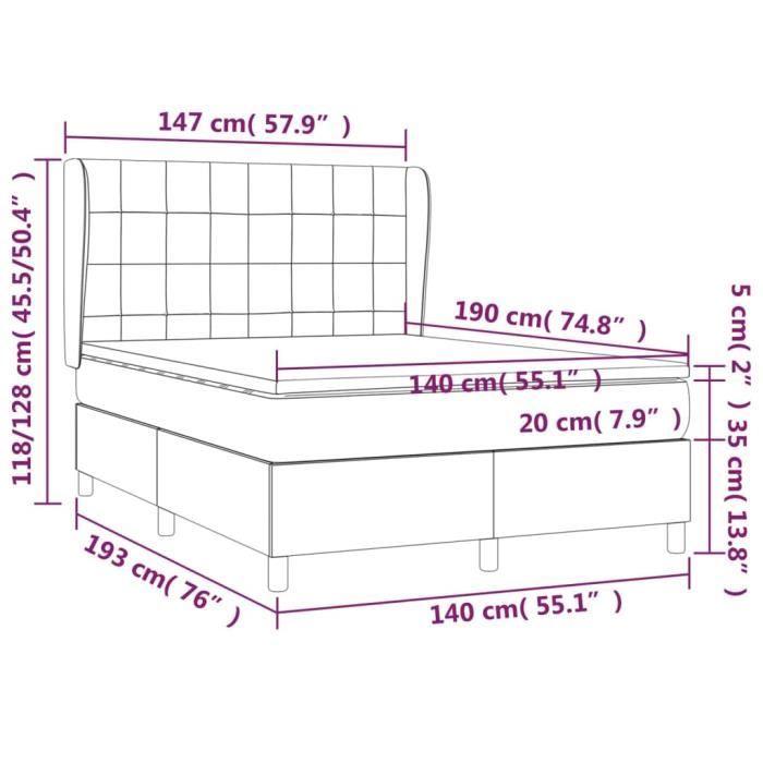 3127958 vidaXL Divan Bed with Mattress Dark Grey 140x190cm Fabric