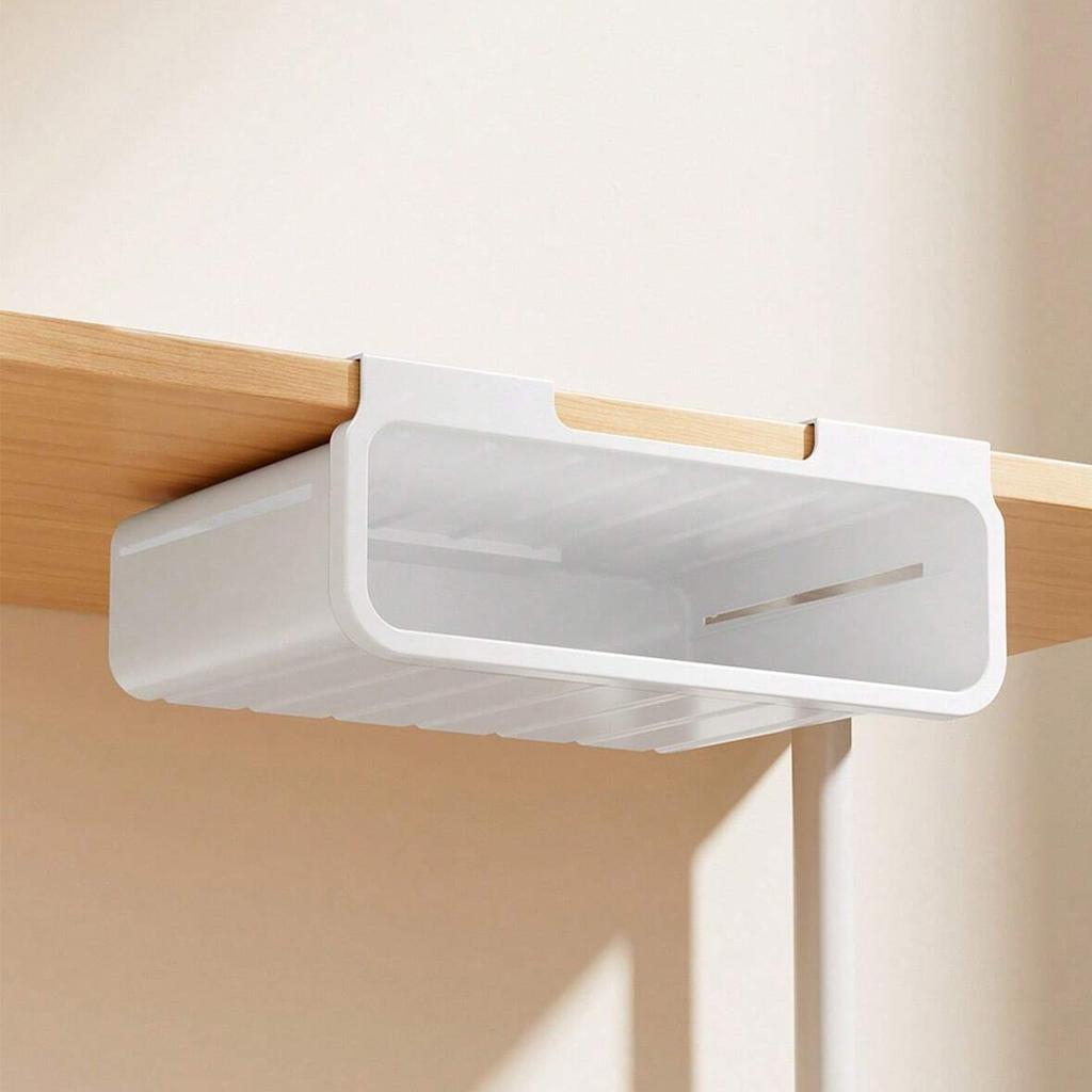 Under-Desk Storage Box with Drawer, Space Saving Punch Free Under Table Storage Drawer, Suitable for Home, Office & Study