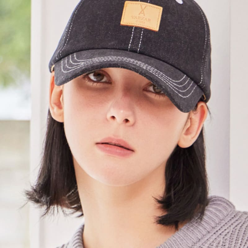 

VARZAR VA Square Denim Label Ball Cap Black FREE