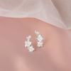 Brushed Flower Stud Earrings Cute Literary Girl Sweet Girl Romantic Cherry Blossom Earrings Branch Leaves Plum Blossom Earbone Studs
