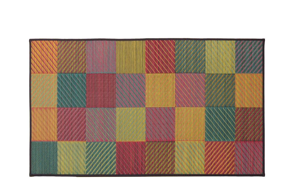 IKEHIKO Igusa Entrance Mat, Made in Japan, F Colorful Block Pattern, 70x120cm, Red, #8819270