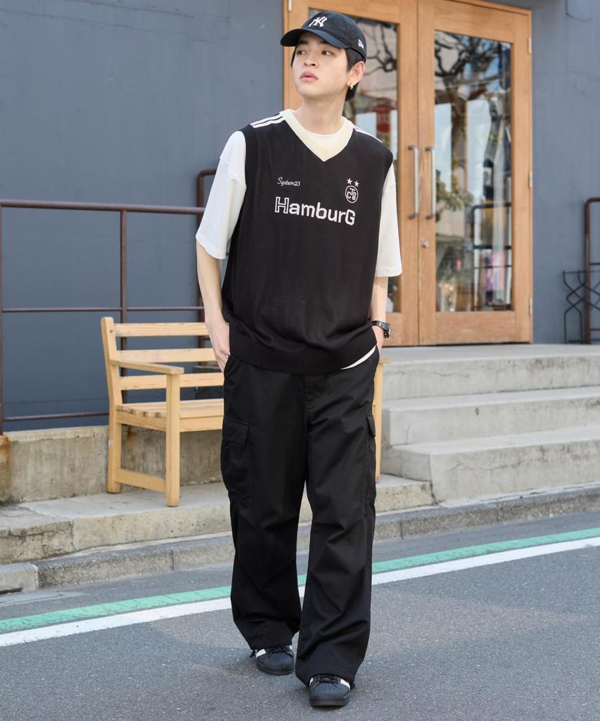 WEGO Knit Vest Ensemble with Game Size Summer Clothes Men's 2-Piece Logo, M, Black,