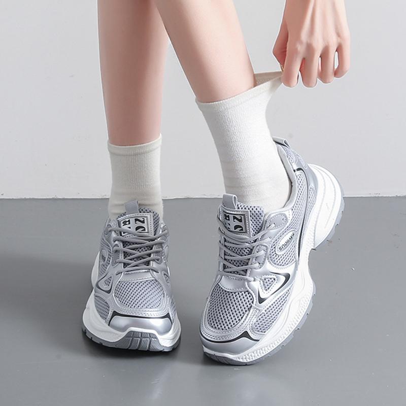 Fashion Spring Autumn Mix Color Breathable Sneakers for Women Fashion Lace Up Thick Sole Vulcanized Shoes Woman Platform Sport Shoes