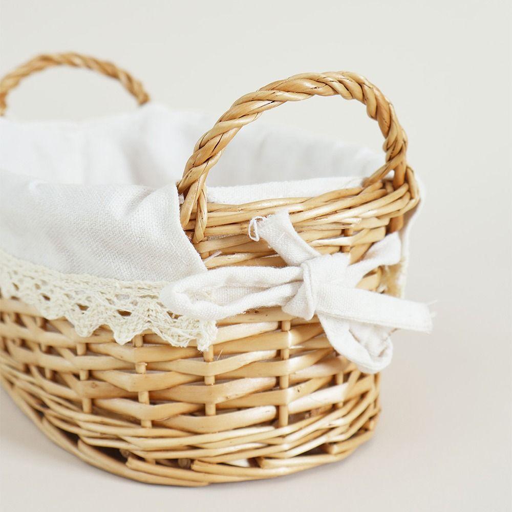 Handmade Desktop Weaving Basket Two-Sided Handle Willow Weaving Toy Basket  Home Decor