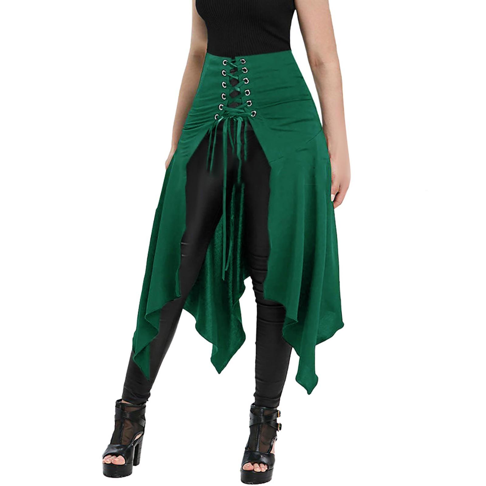 

Жіноча однотонна вінтажна спідниця нестандартної форми в повсякденному стилі L зелений