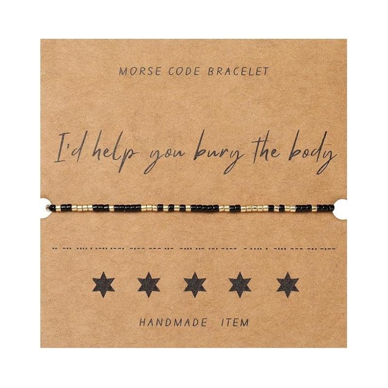 JYL TS Bracelet  Bohemian Morse Code Weave With Card Invokes Mystery & Connection