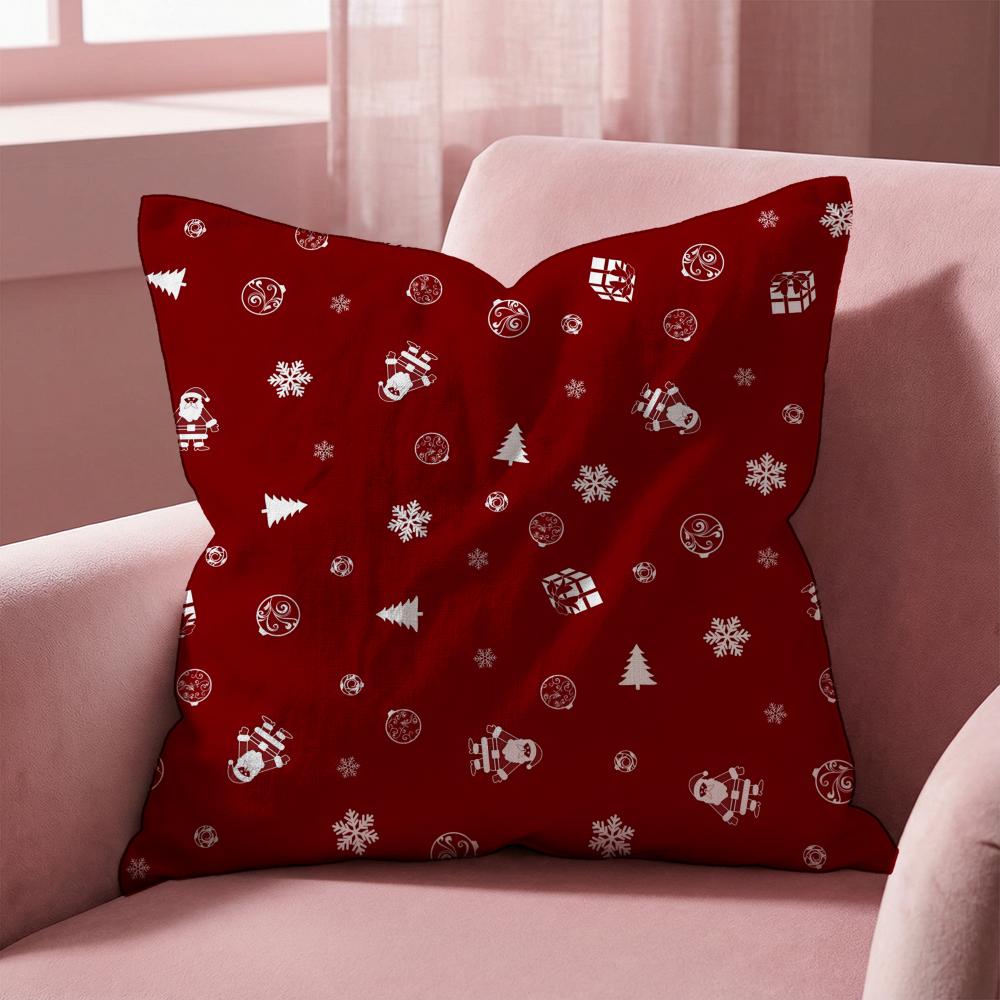 Christmas Red Bell Socks Santa Cushion Cover Multi-Scene Pillow Cover for Home & Car - Reversible, Soft & Durable for Daily Use
