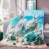Themed Beach Scene 3D Print Flannel Blanket, Soft Warm Throw Blanket Nap Blanket For Couch Sofa Office Bed Camping Trave Blanket