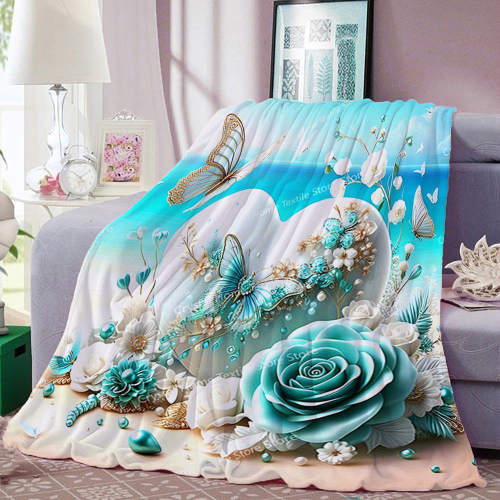 Themed Beach Scene 3D Print Flannel Blanket, Soft Warm Throw Blanket Nap Blanket For Couch Sofa Office Bed Camping Trave Blanket