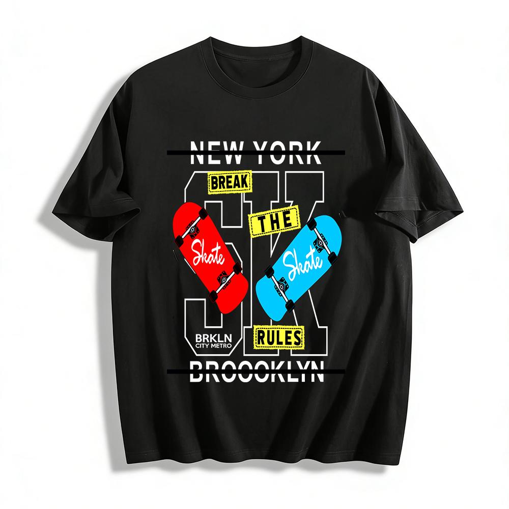 Skate Break The Rules Graphic Tee Unisex Street Style Casual Top Pure cotton T-shirt XXS