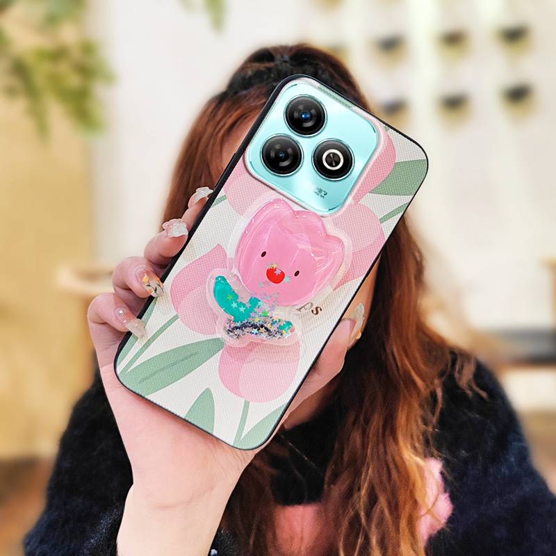 Husă Telefon TPU Design Modă Pentru ZTE Blade A75 4G/Z2359 Anti-șoc Durabil Silicon Suport Cartoon Sclipici Anti-praf