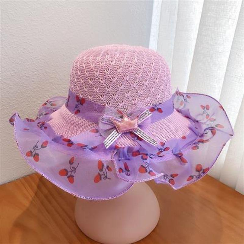 Children's Hat Women's Summer Sun Protection and Sunshade Hat Princess Beach Hat Summer Travel Thin Design Cute Girl