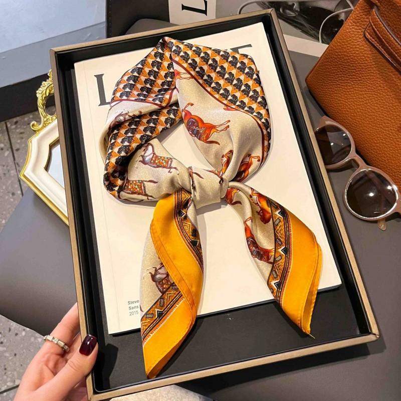 70cm Square Silk-Like Scarf Women Lightweight Fashion Accessory Office Chic Neck Wrap Stylish Print Design