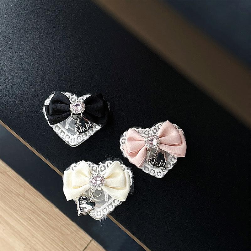 Lace Bow, Rhinestone Love Pendant, Mobile Phone Airbag Bracket, Light Luxury Women'S Model, Paste-Type, Retractable For Watching Dramas