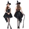 Women's Halloween Witch Costume Spaghetti Strap Dress with Hat and Bracelet Set