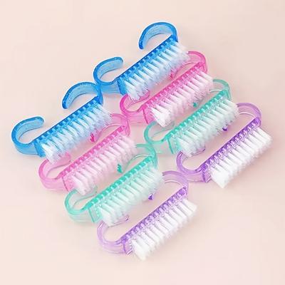 One Set of 10 Nail Brushes, In 4 Colors, Suitable for Manicure and Pedicure, Soft Bristles Dust Removal Plastic Cleaning Nail Brush File Tool Kit