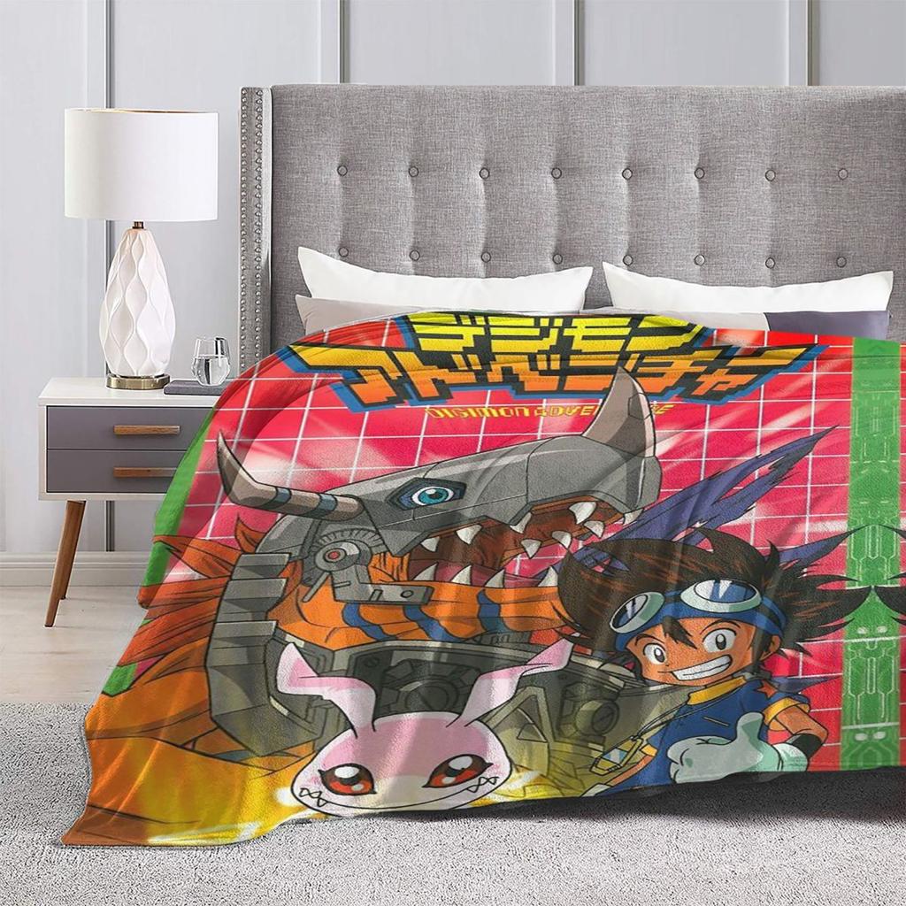 Guilmon In The Box Digimon Blankets Soft Warm Flannel Throw Blanket Cover for Bed Living room Picnic Travel Home Sofa