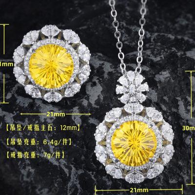 BELLA BOX Nuovo Set Avanzato Anello Pendente Zircone Taglio Fuochi d'Artificio Flash Colore Fuoco