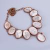 Friendship Day Deal Oval Fossil Coral Stone Copper Electroformed Chain Necklace V-86