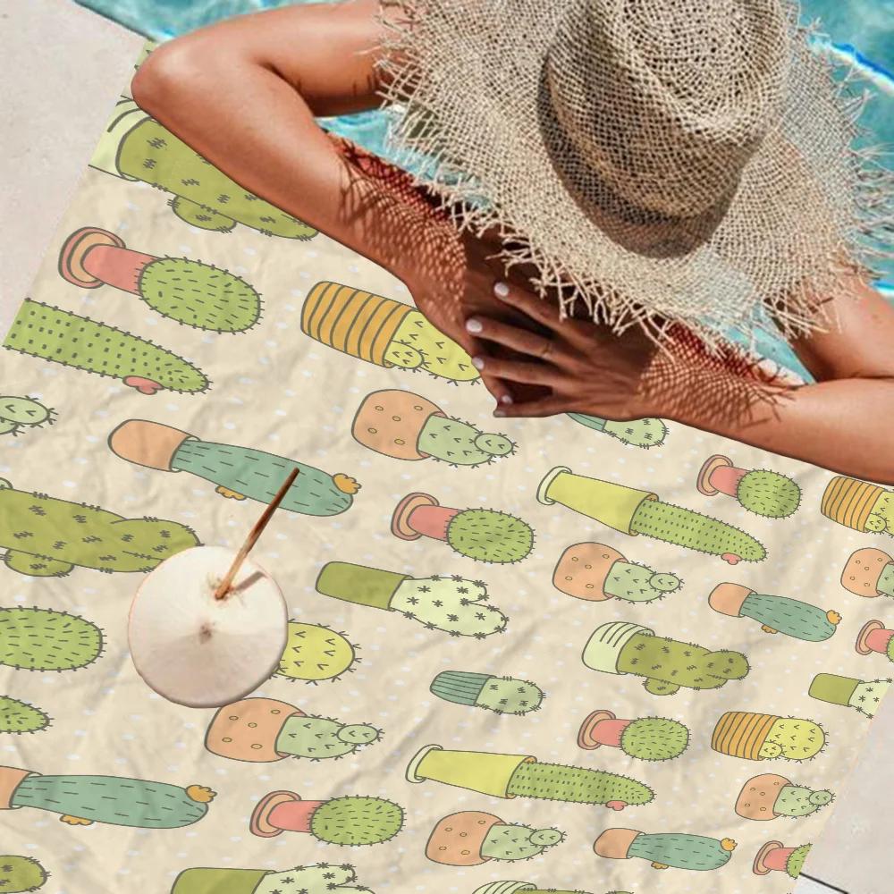 Cartoon Cute Cactus Plant Towel Microfiber Beach Towel Absorbent Quick dry Soft Yoga Swimming Resort Mountain Climbing Towel