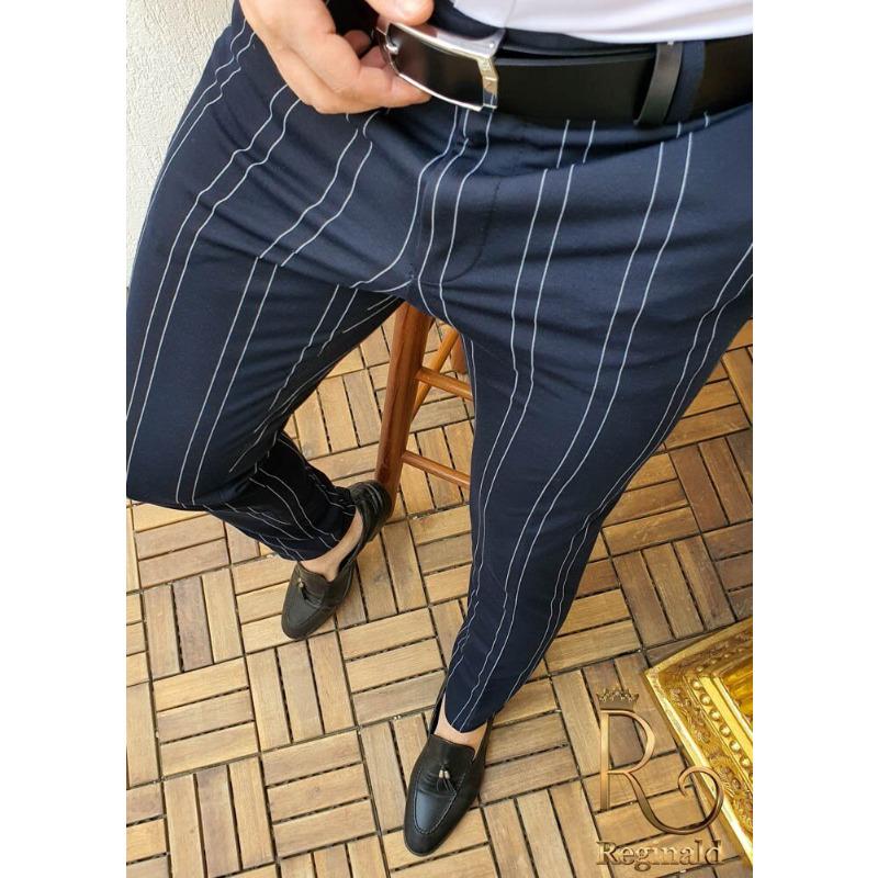 

Весенние и летние мужские повседневные брюки облегающие тонкие полосатые повседневные брюки мужские L