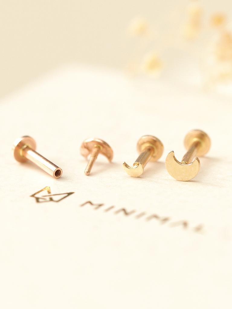 Minimalpiercing 14K Internal Plain Moon Star Clover Labret Piercing