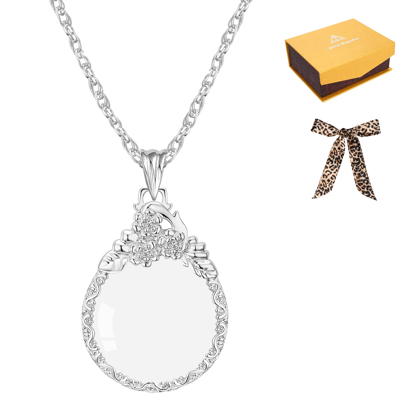 

Loupe 3x Magnifying Loupe Sweater Glitter with Neck Long Reading Nature Magnifying Going Portable Silver Necklace, Glass, Pendant, Women s, Necklace,