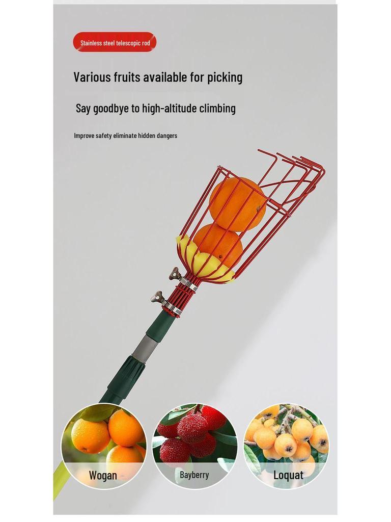 High-Altitude Metal & Mesh Fruit Picking Basket for Waxberry, Loquat, Peach, and Plum