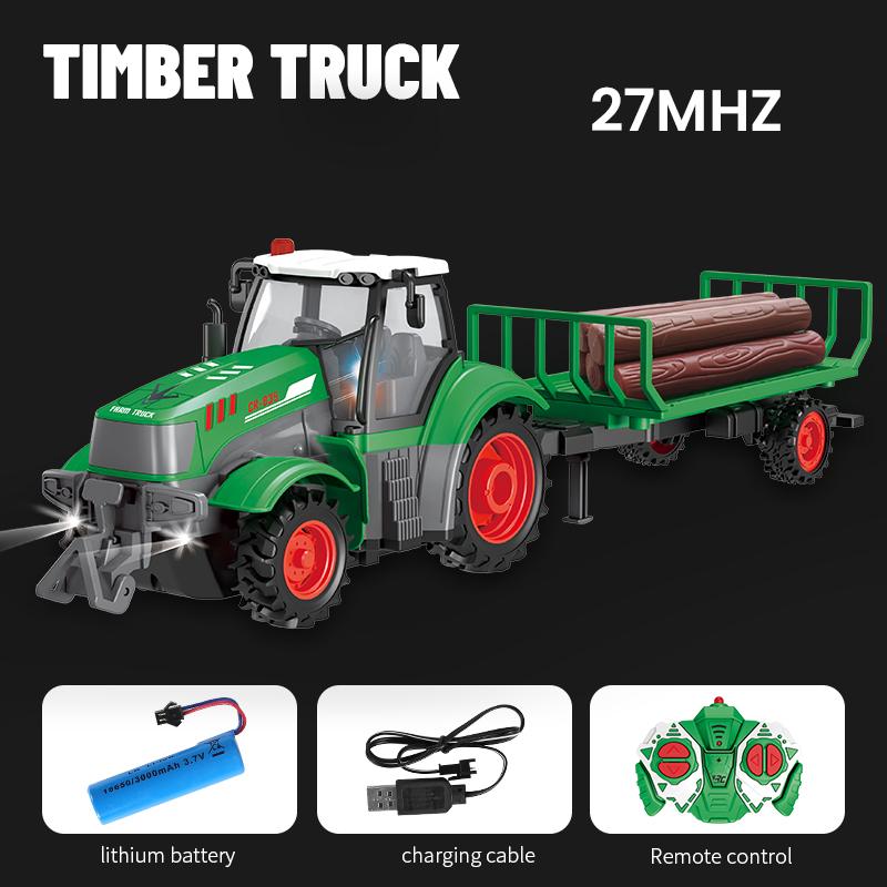 Non-Toxic Rc Farm Tractor 1/24 Remote Control Loader Trailer Farmer Truck Electric Transportation Car Model Toy Kid Children Birthday Gift