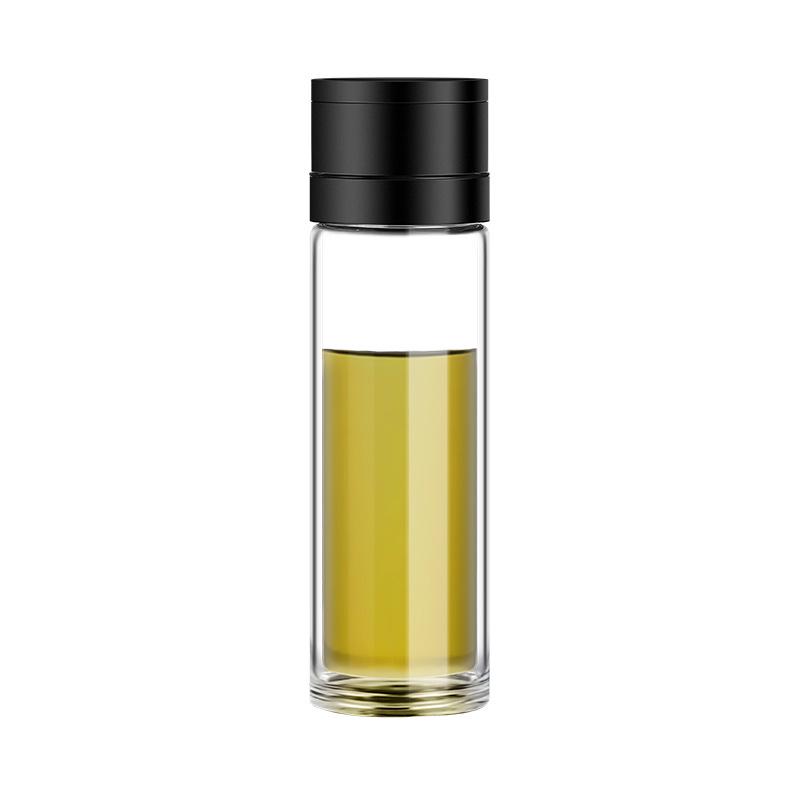 Men's Business Tea Infuser: Portable Double-Layer Glass Cup with Smart Temperature Display, Heat Insulation, and Anti-Scald Design.